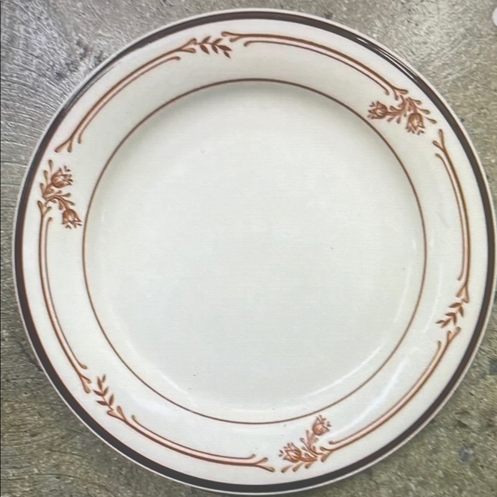 Elegant White and Brown Dinner Plate